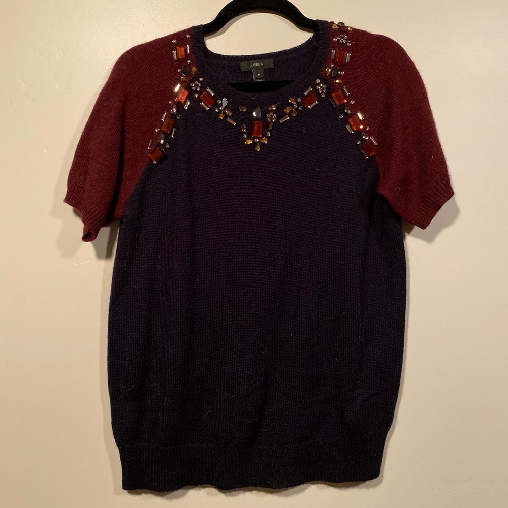 J. Crew cashmere sweater with jeweled neckline